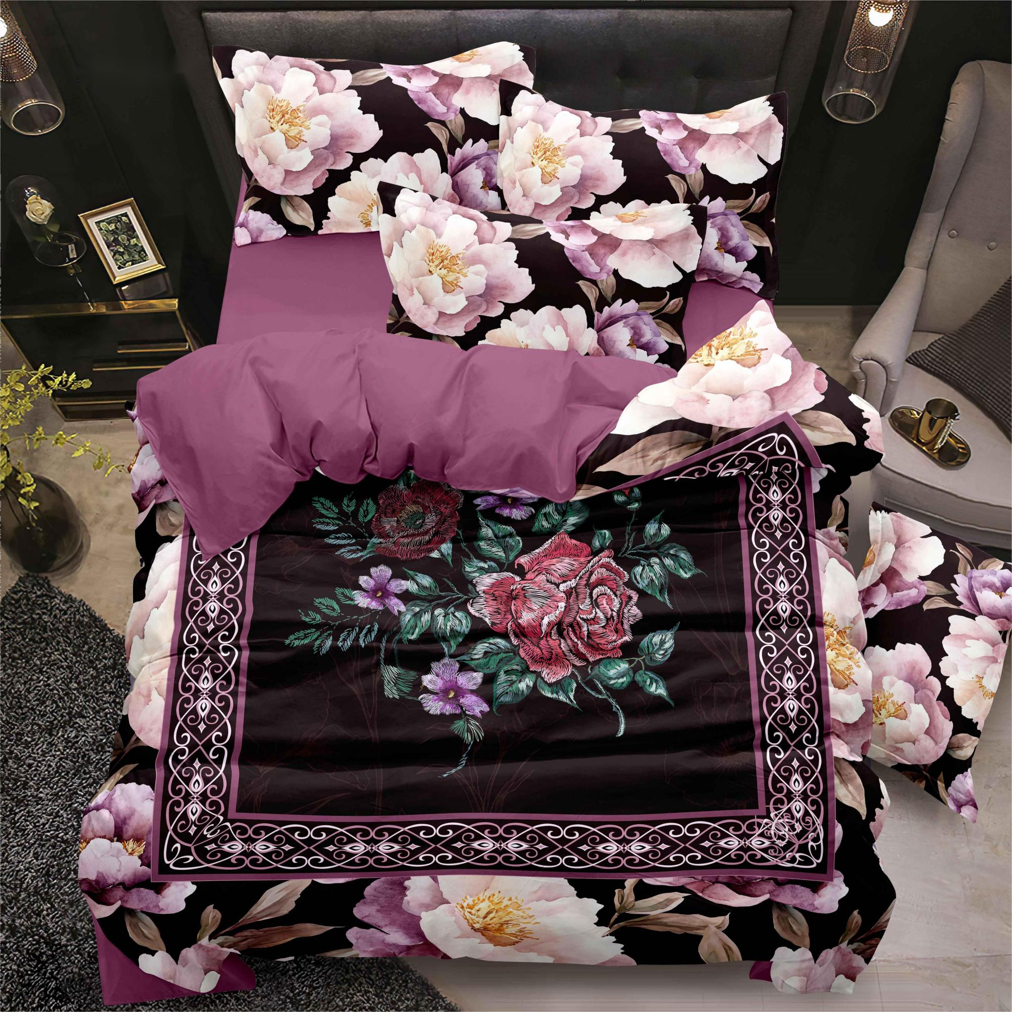 Bộ giường in kỹ thuật số hoa mềm setylish