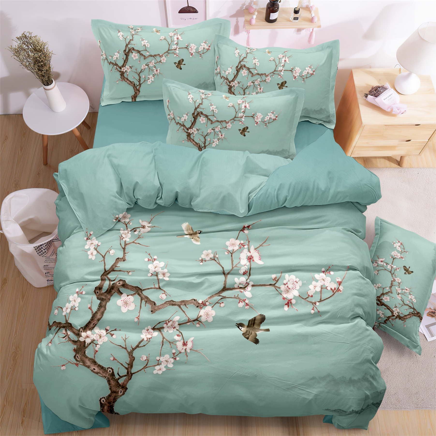 Bộ giường in kỹ thuật số hoa bộ ấm cúng rực rỡ