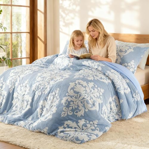 Chăn bông mùa đông bằng nỉ in hình Burnout, Chăn bông sang trọng kiểu Bohemian với lớp nền bằng sợi nhỏ siêu mềm, Bộ đồ giường ấm áp cho cả mùa